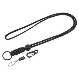 TOP-VIGOR 1Pcs Badge Lanyard, 20 Inch Necklace Keychain Badge Cord Metal Clasp Hook Ring Strap for Keys Whistle ID Card Badge Holder, Black