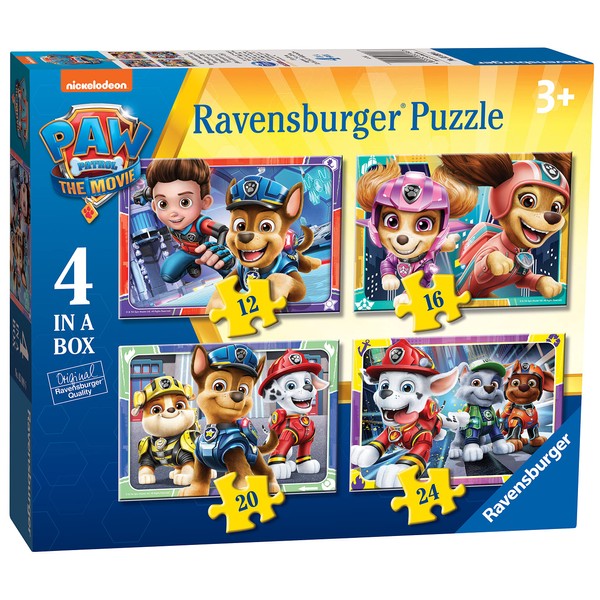 Ravensburger Paw Patrol The Movie 4 in Box (12, 16, 20, 24 Pieces) Jigsaw Puzzles for Kids Age 3 Years Up