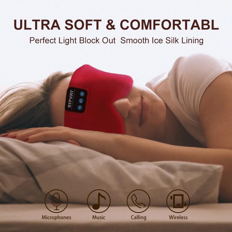 Sleep Mask Bluetooth Headphones Soft Wireless Headband Eye Mask Blackout