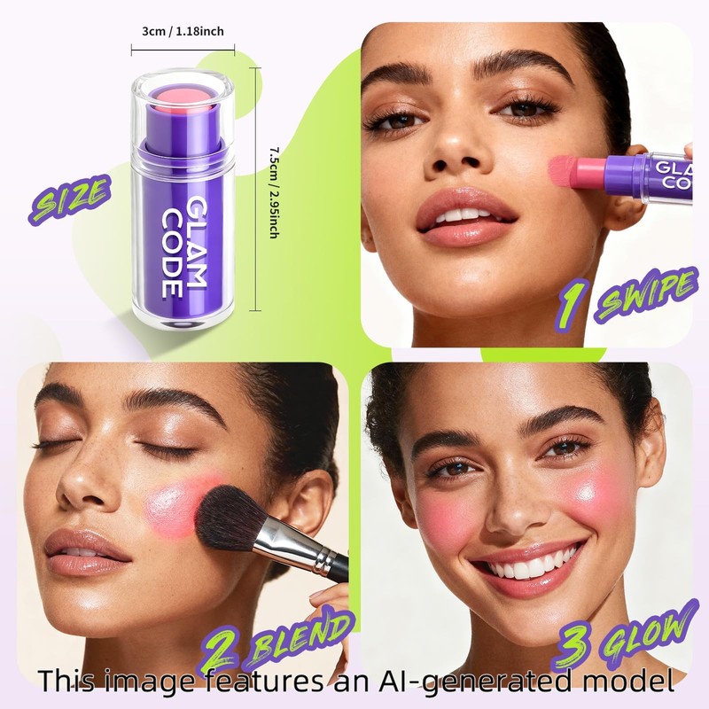Rose Blush for Cheeks - Face Makeup Stick for Eyes,
