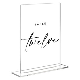 5x7 Inch Clear Acrylic Sign with Stand | 10 Pack Blank Acrylic Table Signs and Base for DIY Wedding Table Numbers, Wedding Signage, Events& Parties