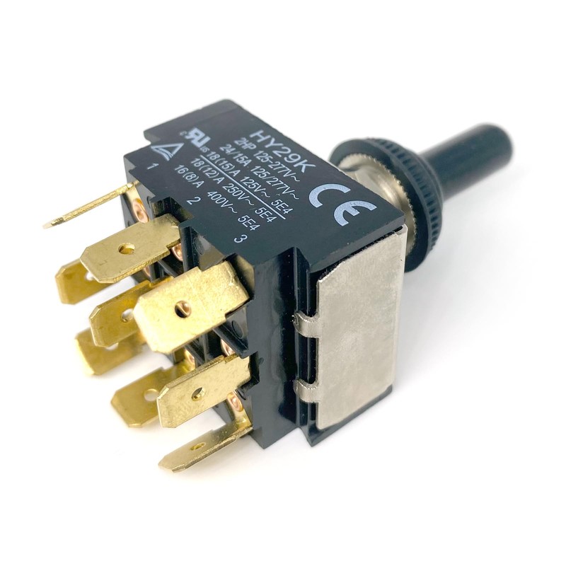 HY29K Toggle Switch 9-Pin 125-277V 24/15A ON-Off-ON with Silicone Protective