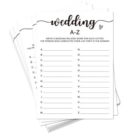 bxtala Bridal Shower Game Cards, Wedding A-Z Games, Bride and Groom Party Fun Activities, 30 Game Cards, Engagement Wedding Party Supplies