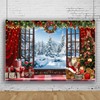Pnylzzyxh Christmas Window Backdrop Red Curtains Snow Mountain Backdrop Holy