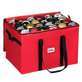 Christmas Ornament Storage Container,Box Stores Up to 96, Adjustable Dividers, Large Organizer Bin to Protect and Store Holiday Décor