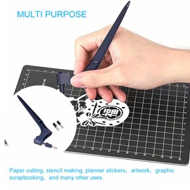 Herramienta de Corte Artesanal, Cuchillo Artesanal de Hoja Giratoria de 360 ​​grados, Cuchillo Artesanal de Acero Inoxidable, Juego de Cortador de Cuchillo para Tallar(azul marino)