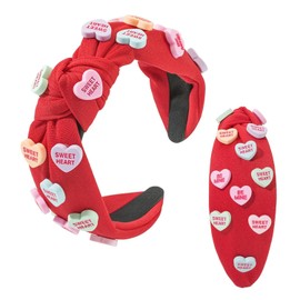 Headband Knot Valentine's Day Headband Women's Heart Headband Girls Children Headband Girls Headband with Bow Hair Band Vintage Red Headband Women Wide