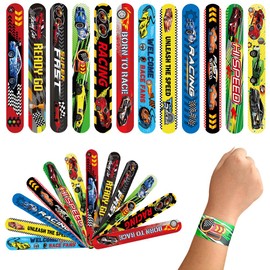 YEIUZPT 24 PCS Race Car Slap Bracelets, Cool Race Cars Slap Bracelets, Fun Boys and Girls Racing Slap Bracelets, Race Car Theme Party Supplies Classroom Prize Gifts