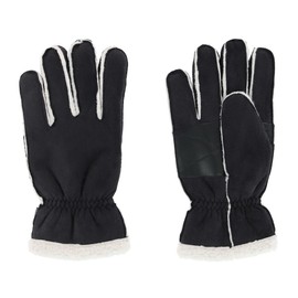 Isotoner Mens Microsuede Winter Gloves with Faux Fur Outseam XL Black Black 95, black