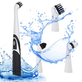 WDEC Household Cleaning Brush, Electric Cleaning Brush Oscillating Cleaning Tool, Power Sonic Cleaning Scrubber Cordless with 4 Heads, for Bathroom Household Tub Tile Floor Wall Kitchen (Black)