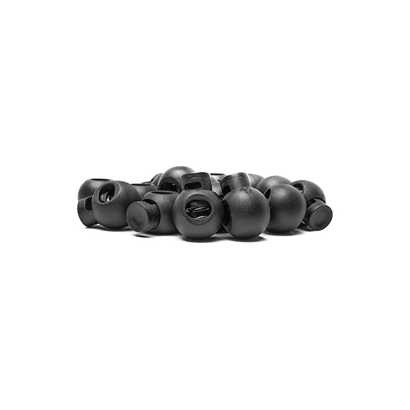 Realm Single Hole Round Cord Locks Black with Spring Loaded