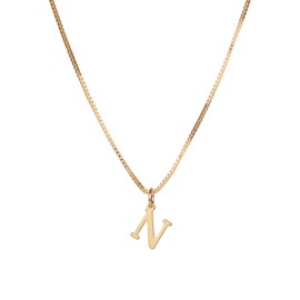 KEYUN Gold Initial Necklaces for Women Dainty A-Z Letter Pendant Necklace Gold Box Chain Choker Jewelry for Women, Copper, No Gemstone