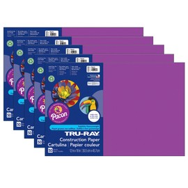 Tru-Ray Construction Paper, Magenta, 12" x 18", 50 Sheets Per Pack, 5 Packs