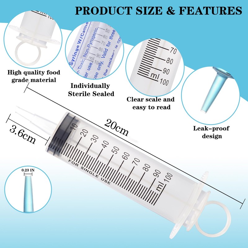 100ml Large Syringe Plastic, Pet Feeding Syringe Sterile Package for