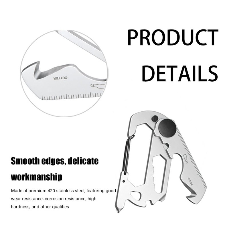 9-in-1 Keychain Multi-Tool - Portable Stainless Steel Pocket Tool with