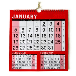 2025 Calendar Three Months to View Spiral Bound Wall Planner Red and Black Calender for Home Business Office School 1 January 2025 to 31 December 2025