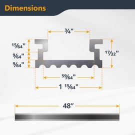 POWERTEC 48-Inch Aluminum Miter T-Track, 1 PK, For Benchtop Table Saws, Router Tables, Band Saws, and 3/4” x 3/8” Miter Bar (72342)