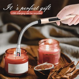 JETPRO Candle Lighters USB Rechargeable Arc Electric Lighter with 360° Flexible Neck for Candle BBQ Camping (Gold)