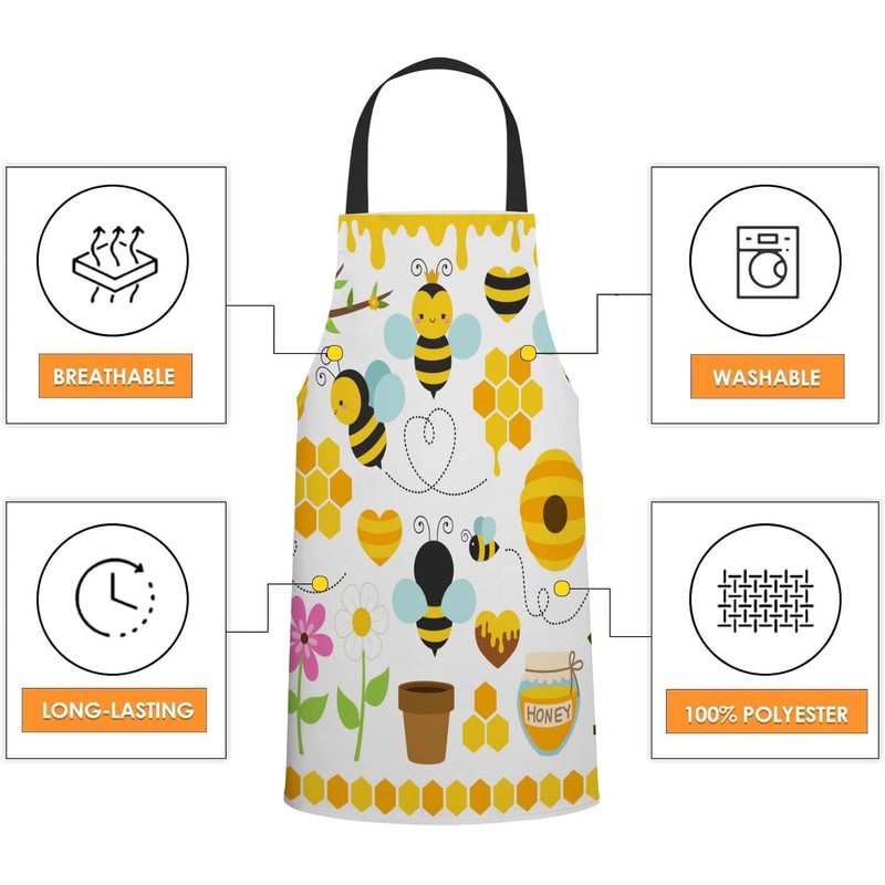 BGBDEIA Honey Bees Apron Adjustable Neck Bib Apron for Men