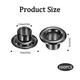 Nzexlyva 100 Pcs Grommets Eyelets, Double Sided Brass Eyelets with Gaskets, Durable Iron Grommets for Clothing Decoration, DIY Projects, Fabric Curtain Tarps, Leather Belt Shoes Bag
