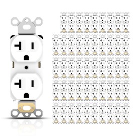 TOPELER 20Amp Duplex Receptacle Outlets, Heavy-Duty Electrical Wall Socket for Commercial and Residential, Non-Tamper Resistant Outlets, 2 Pole 3-Wire, Self-Grounding, UL Listed, White, 50 Pack
