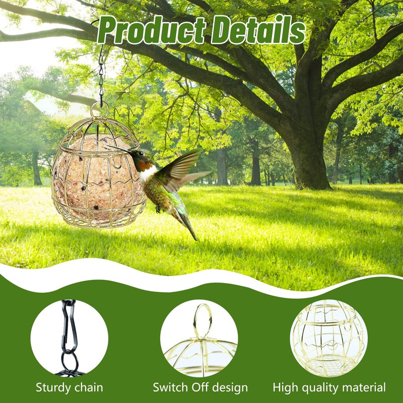 8 Pcs Suet Bird Feeders for Outside Hanging, Metal Wild
