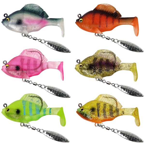LQIOACU 6 Pieces 10G Trout Rubber Bait Fishing Jig Hook