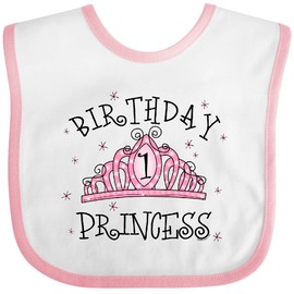 inktastic Tiara 1st Birthday Princess Baby Bib White and Pink 36a6