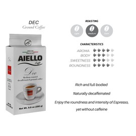 Aiello Caffe 4-Pack Naturally Decaffeinated Premium Ground Medium Roasted Gourmet Italian Coffee 8.8 oz