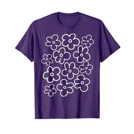 Cute Purple and White Flower Pattern Wildflower Floral T-Shirt