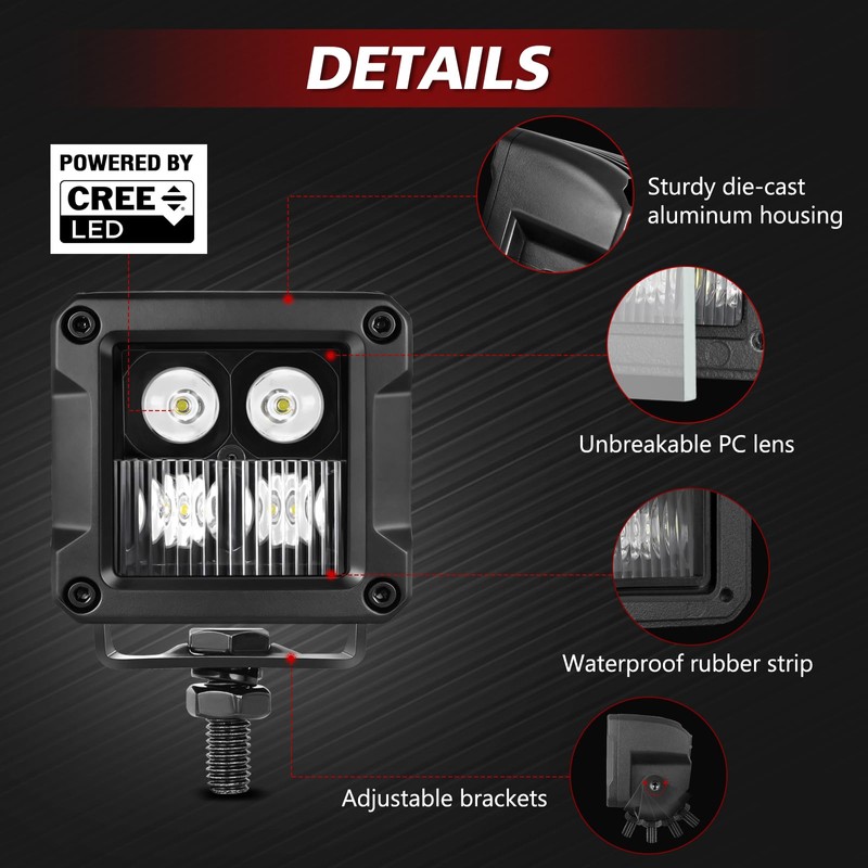 LTEODCHEW LED Cubes 3 Inch Light LED Pods CREE Offroad