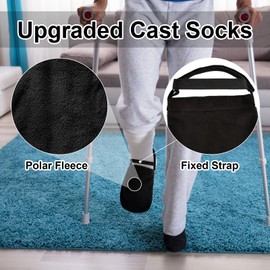 APDTEK (Upgraded) 2 PCS Protective Cast Socks Toe Covers with Fixed Strap for Foot, Soft Warm Cast Socks Over Cast for Men Women Adults, Adjustable Non-slip Cast Toe Covers Fit for Most Casted Foot