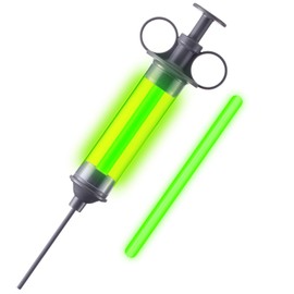 Light Up Injector Prop with 2 Glow Sticks – Spooky Halloween Costume Accessory for Mad Scientist, Plague Doctor & Haunted House Decor