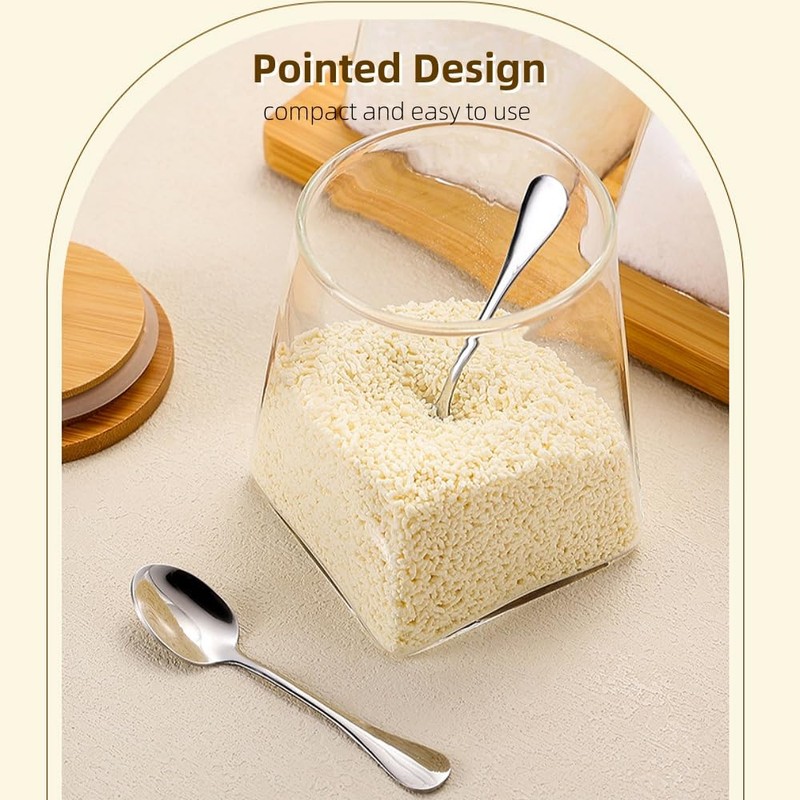 6Pcs Tiny Stainless Steel Spoons Mini Condiment Spoons Small 304
