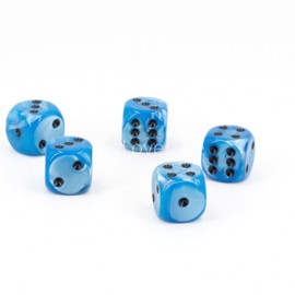 WeLoveBeads W6 Cube (16 mm) in Blue/Black Dots - Made in Germany - Pack of 5