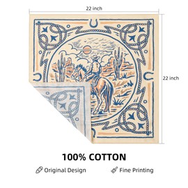 GT BANDANA 22"x22" Vintage Cowboy Cotton Bandana Multi-Purpose Headbands