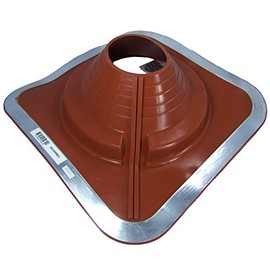 #5 (DC205REC) DEKTITE Square Base Combo Pipe Flashing Boot: RED High Temp Silicone Square Base Flexible Pipe Flashing Dektite