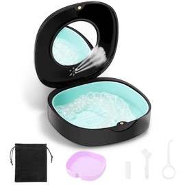 Doboli Retainer Case,Slim Aligner Mouth Guard Case Compatible with Invisalign Black