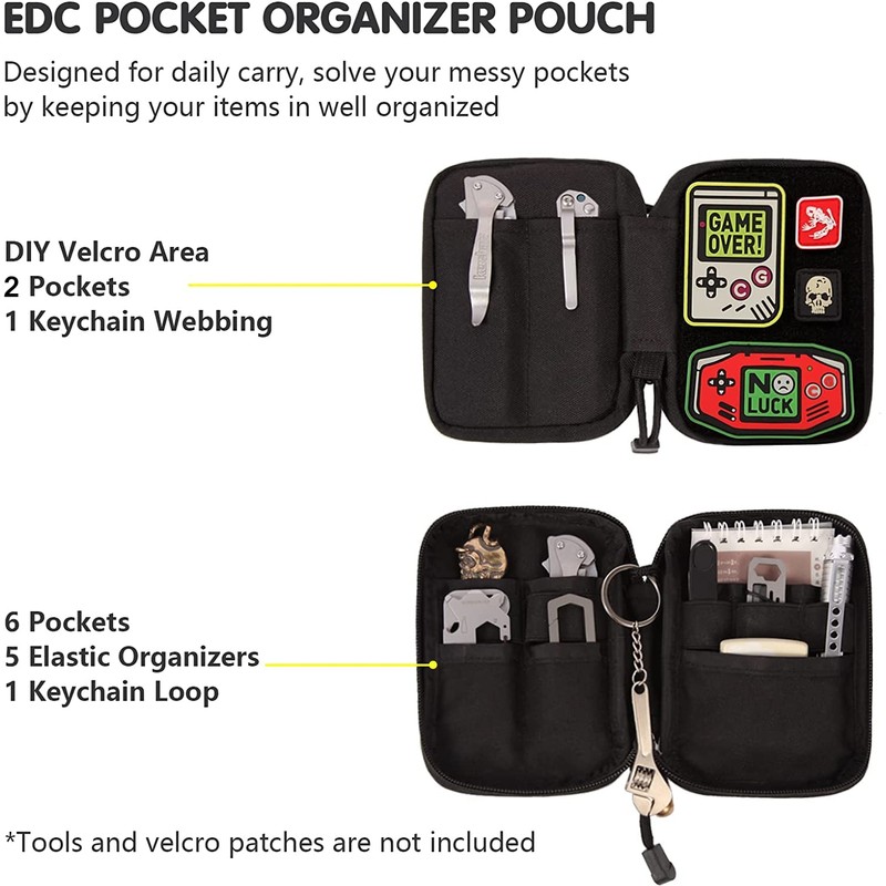 EDC Pouch Pocket Organizer,Small Pocket Pouch with Velcro Surface for