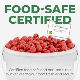 EconoHome 1 Gallon Food Grade Round Plastic Bucket - Food Storage Deli Containers with Lids Ideal for Ice Cream, Soup, and Prep Containers - BPA-Free, Premium HDPE - 5 Pack