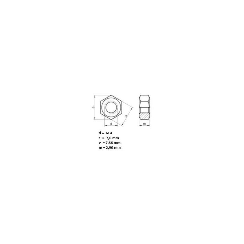 Pack of 100 M4 Hex Nuts DIN 934 - A2