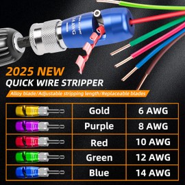 Wire Stripper for Drill, Wire Twister Tool for Drill, 14-12-10-8-6 Gauge drill wire stripper, wire twister, 8 In 1 Professional Electrician Wire Nut Twister for drill Stripping and Twisting Tool, 8pcs