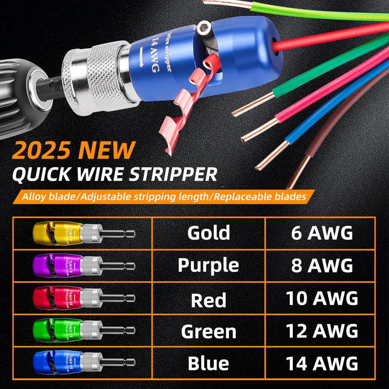 Wire Stripper for Drill, Wire Twister Tool for Drill, 14-12-10-8-6