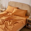 Yibeizi Orange 100% Washed Cotton Linen Feel Sheet Set Queen