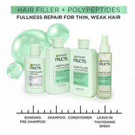 Garnier Garnier Fructis Hair Filler Fullness Repair Conditioner, Volumizing Conditioner with Polypeptides and Hair Repair Complex for Thin, Weak Hair, 10.1 Fl Oz