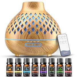 Difusor de Aceites Esenciales y Humidificador para Aromaterapia, 500ML Humidificador de Aire con Control Remoto, 7 Colores LED, Apagado Automtico,... 