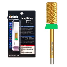 MagiBling Super Cut Large Barrel Tungsten Carbide Nail Drill Bits, Professional Bits 3/32'' Remove Hard Gel Fast, Right Hand Use, Manicure Pedicure Cuticle Gel Polishing,Gold Color, Coarse.