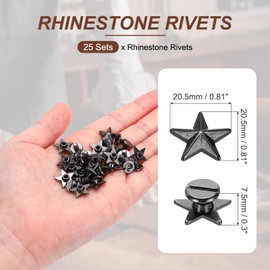 PATIKIL 16mm Star Rivets, 25 Sets Leather Rivets Studs Rivets Double Cap Spikes Rivet for Leather Crafting for Decor Repair DIY Clothing Belts Bags Shoes, Black