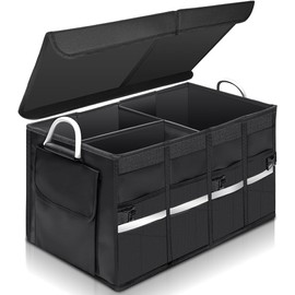 60L Organizador para Maletero de Coche, Organizador de Coche para Almacenamiento, Plegable Organizador de Cajuela para Auto con Asas Reforzadas, Caja de Almacenamiento Impermeable para Automóviles