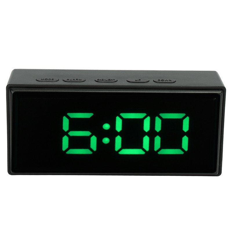 Mirrored Digital Alarm Clock Smart Light Sensing LED Display Digital